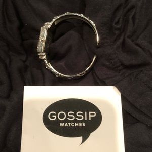 Gossip silver cuff watch with rhinestones.